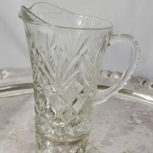 Vintage Pressed Glass Pitcher Creamer Pineapple Pattern